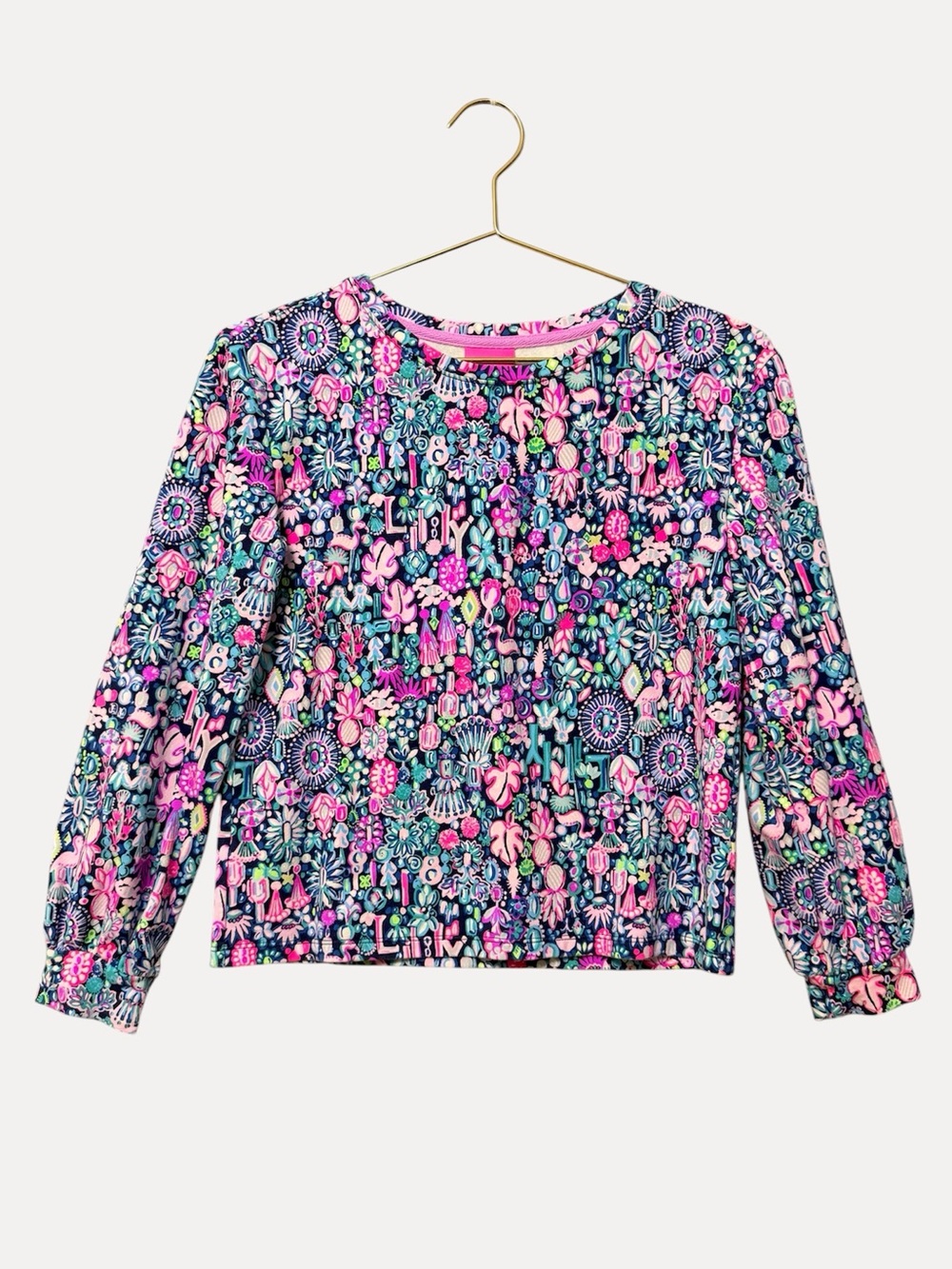 Lilly Pulitzer Girls Kamala Sweatshirt Size XL (12-14) Colorful Jewelry Print